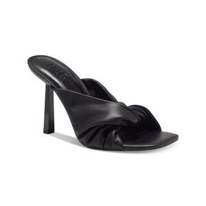 INC Womens Black Ruched Birana Square Toe Stiletto Slip On Heeled Sandal 6 M